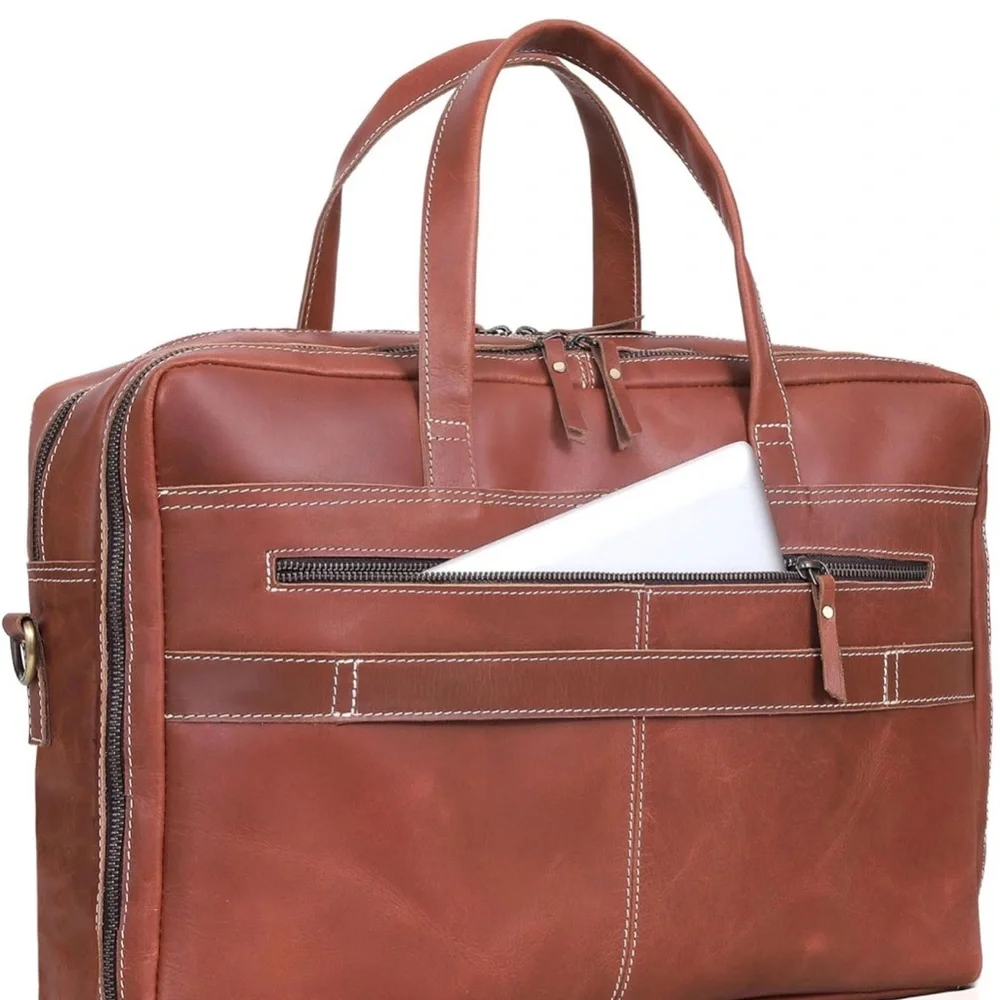 NWT HCL Briefcase Bag Full Grain Italian Leather,18